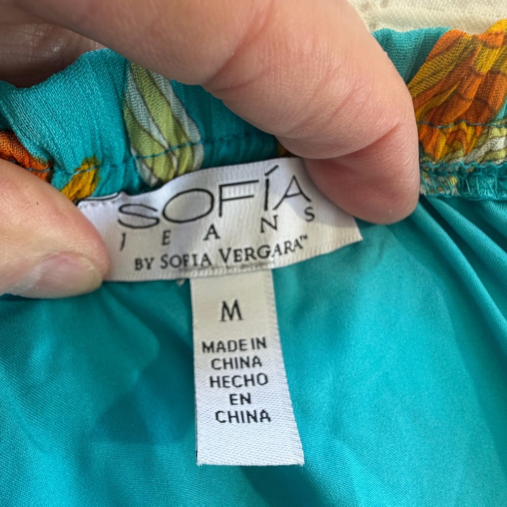 Sophia Vergara Summer Maxi Dress teal orange floral size M - Picture 2 of 10
